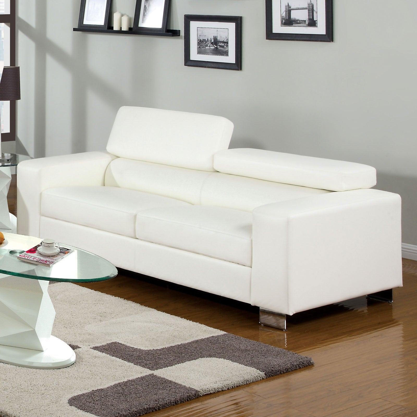 Makri White Sofa, White - ATL FURNITURE