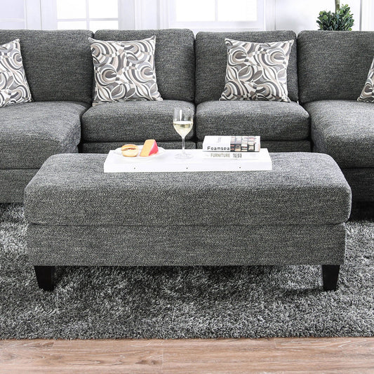 Lowry Gray Ottoman - ATL FURNITURE