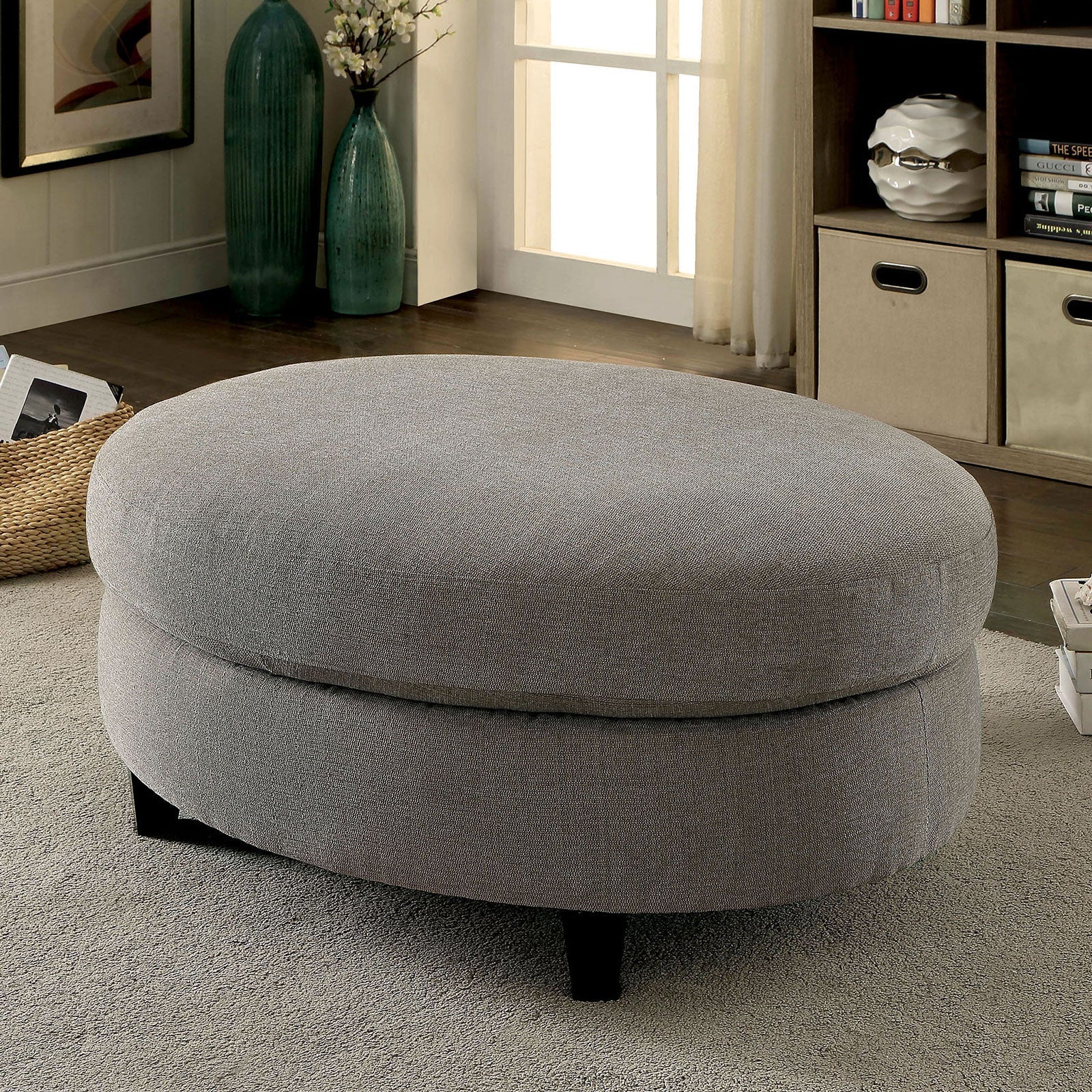 SARIN Warm Gray Ottoman - ATL FURNITURE