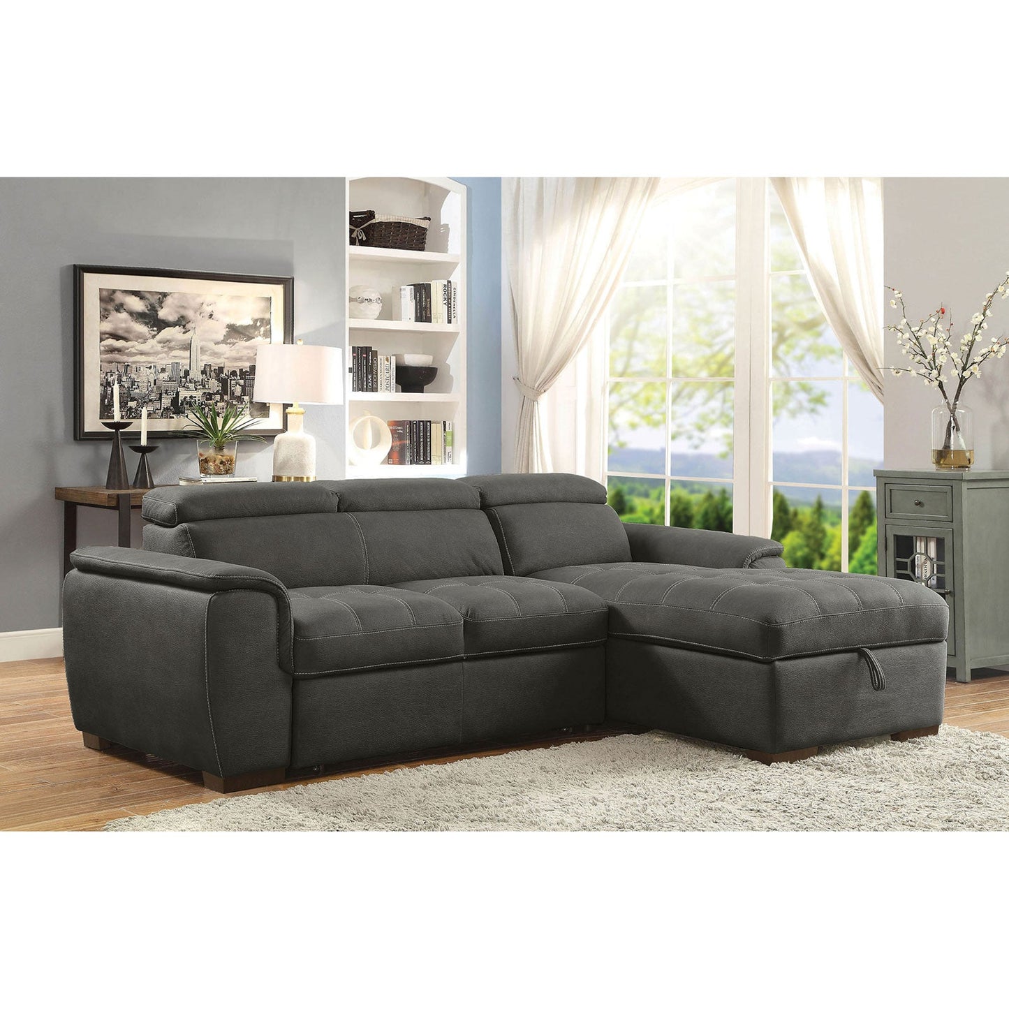 Patty Graphite Sectional, Graphite - ATL FURNITURE