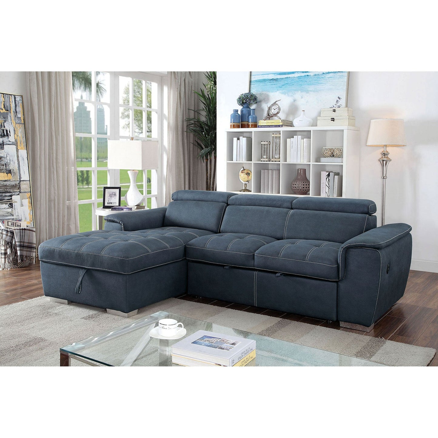 Patty Blue Gray Sectional, blue - ATL FURNITURE