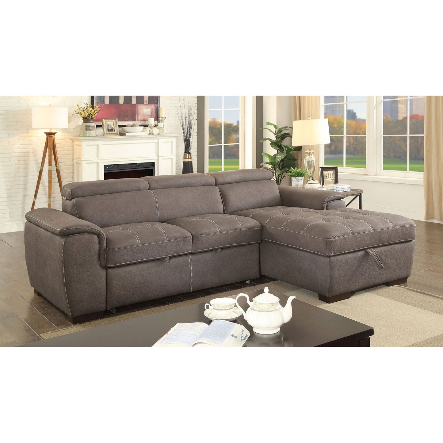 Patty Ash Brown Sectional, Ash Brown - ATL FURNITURE