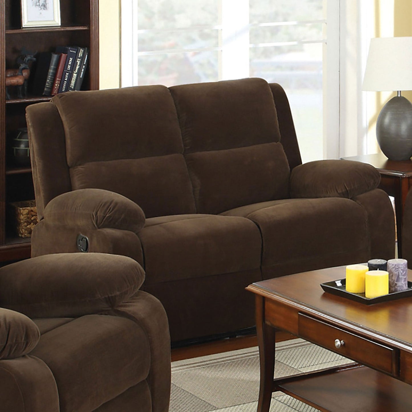 Haven Dark Brown Love Seat w/ 2 Recliners - ATL FURNITURE