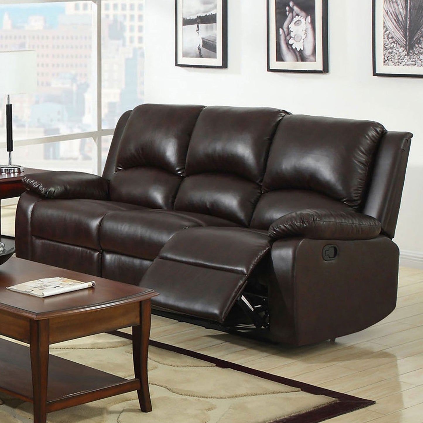 Oxford Rustic Dark Brown Motion Sofa - ATL FURNITURE
