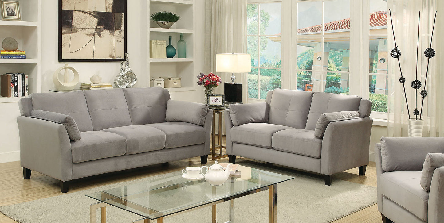 YSABEL Gray Sofa + Love Seat, Warm Gray - ATL FURNITURE