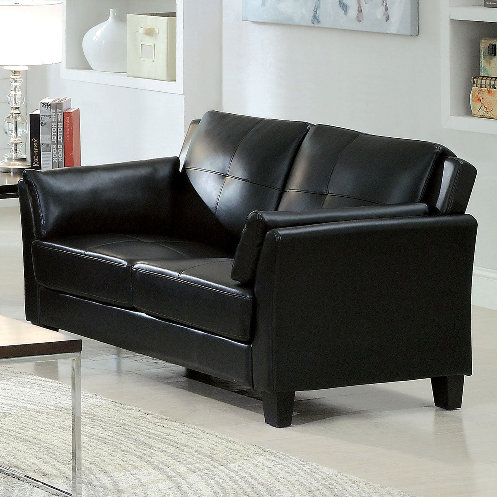 Pierre Black Love Seat, Black (K/D) - ATL FURNITURE