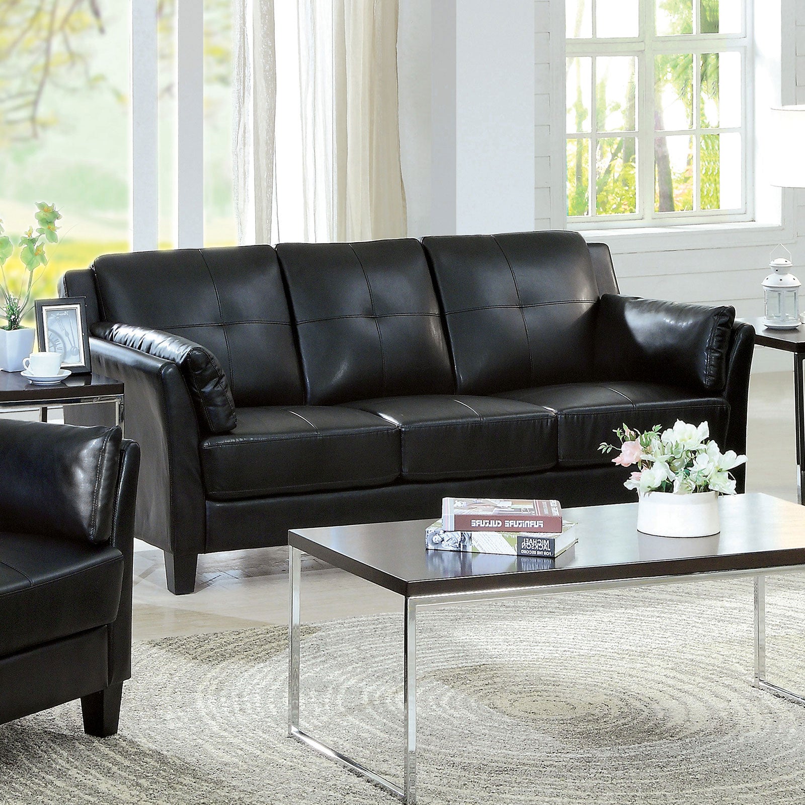 Pierre Black Sofa, Black (K/D) - ATL FURNITURE