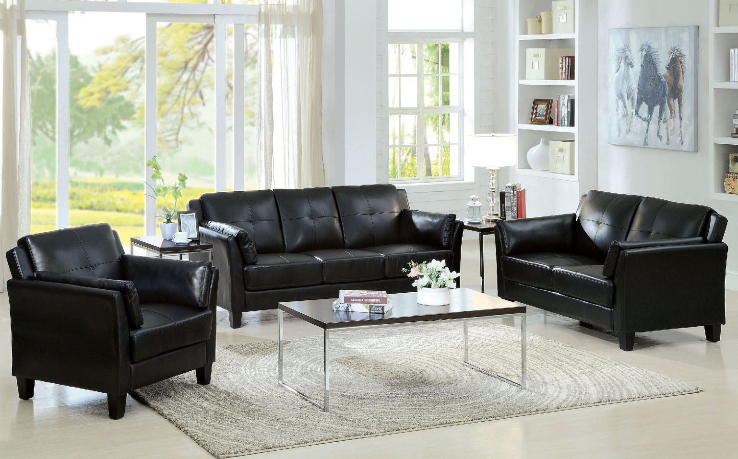 Pierre Black Sofa + Love Seat, Black - ATL FURNITURE
