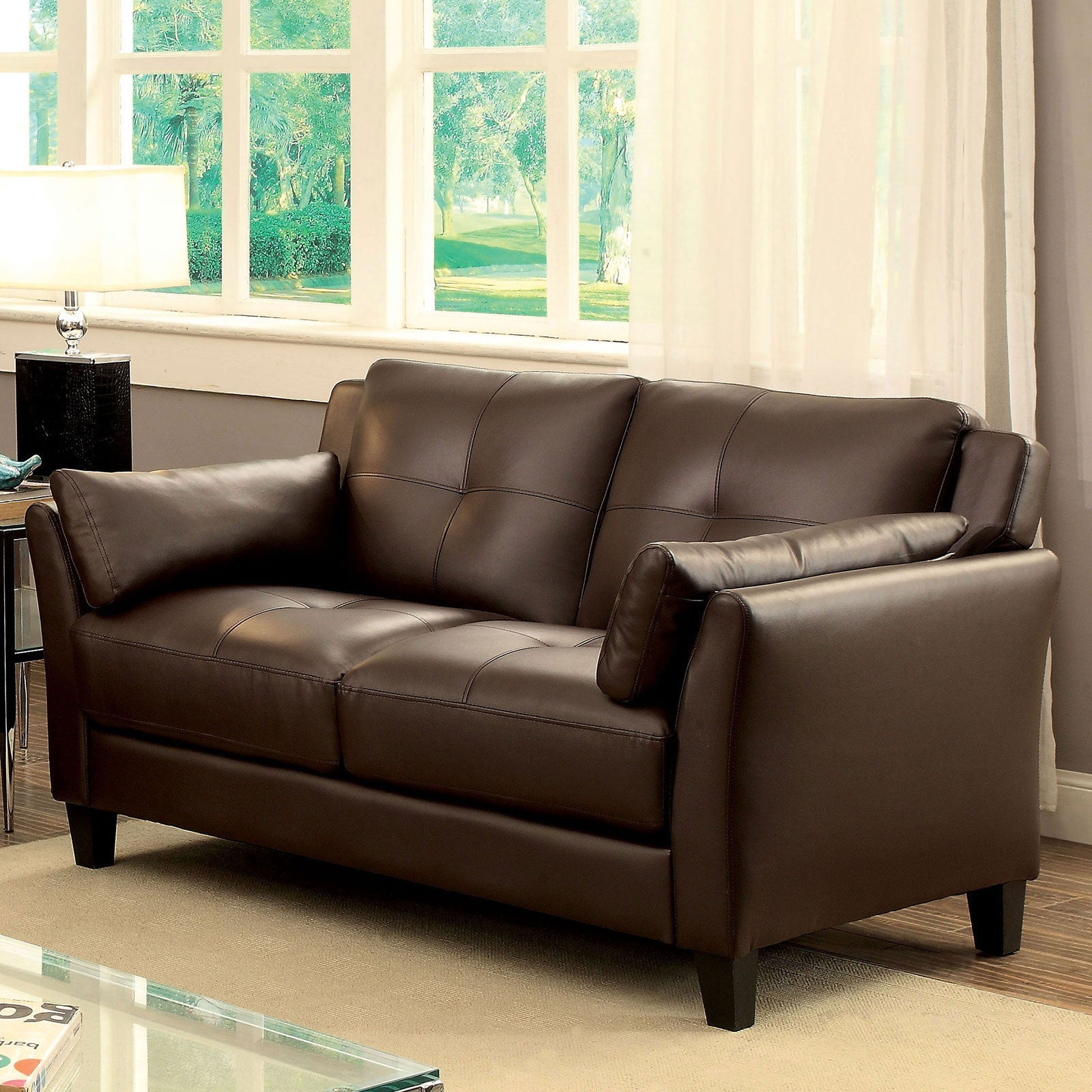 YSABEL Brown Love Seat, Brown (K/D) - ATL FURNITURE