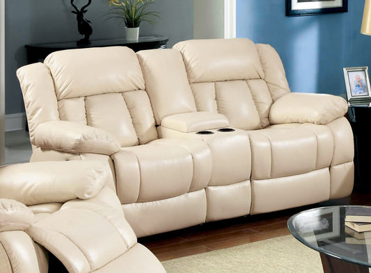 Barbado Ivory Love Seat w/ 2 Recliners - ATL FURNITURE