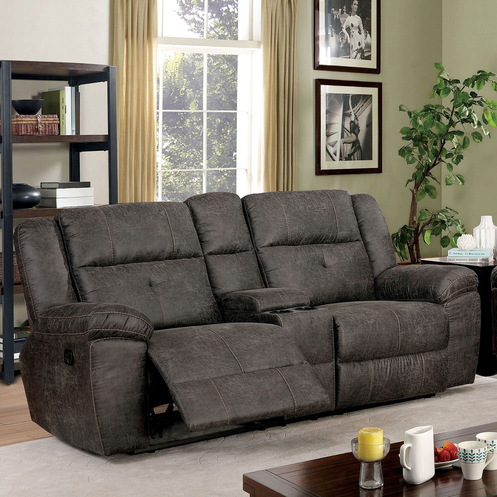 Chichester Dark Brown Sofa w/ 2 Recliners - ATL FURNITURE