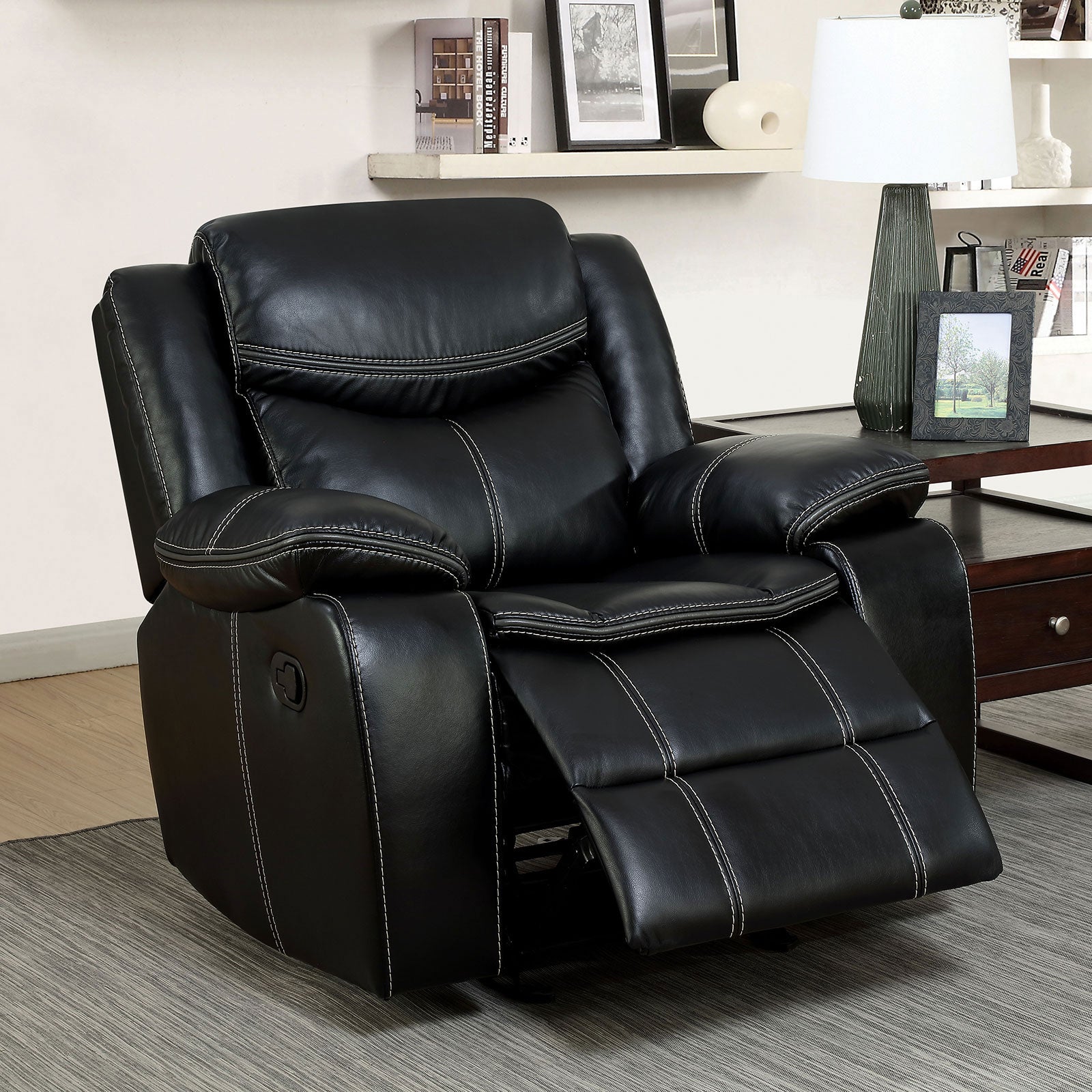 GATRIA Black Recliner - ATL FURNITURE