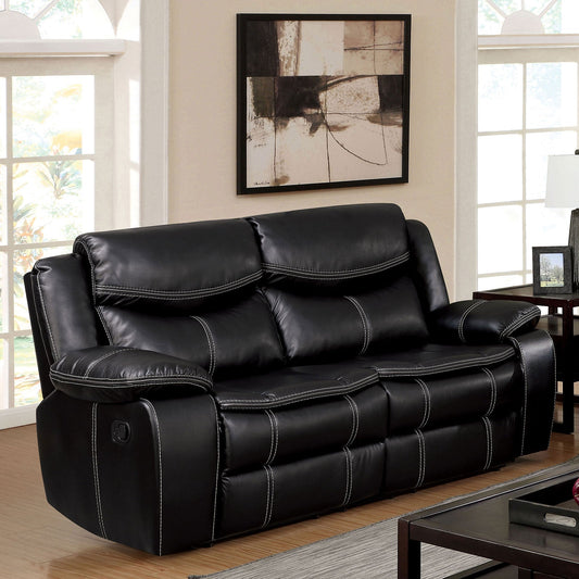 GATRIA Black Love Seat w/ 2 Recliners - ATL FURNITURE