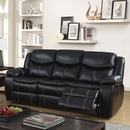 GATRIA Black Sofa w/ 2 Recliners - ATL FURNITURE