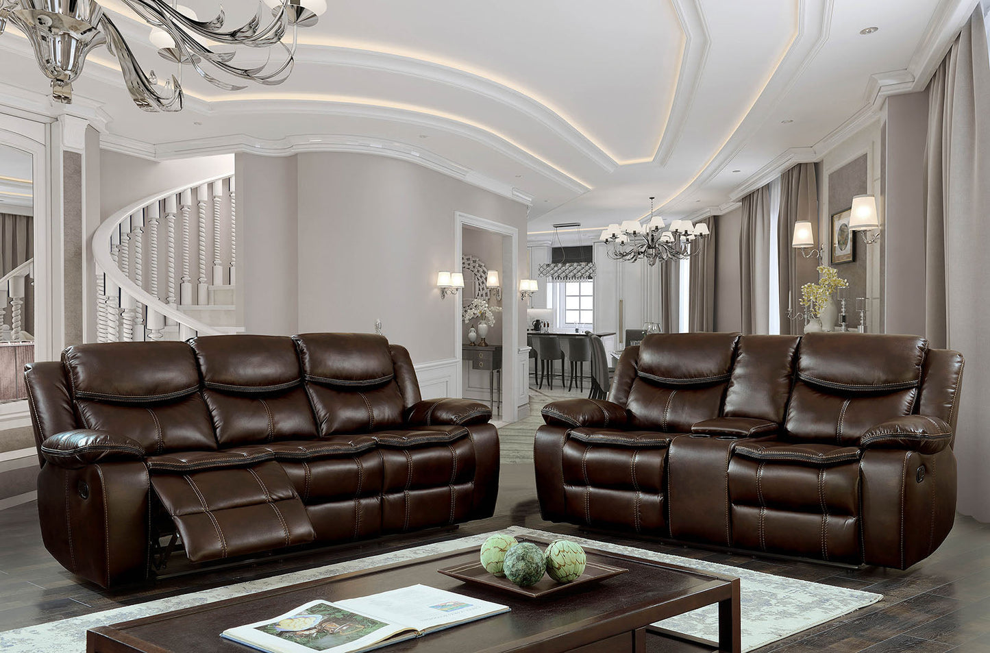 Pollux Brown Sofa + Love Seat - ATL FURNITURE