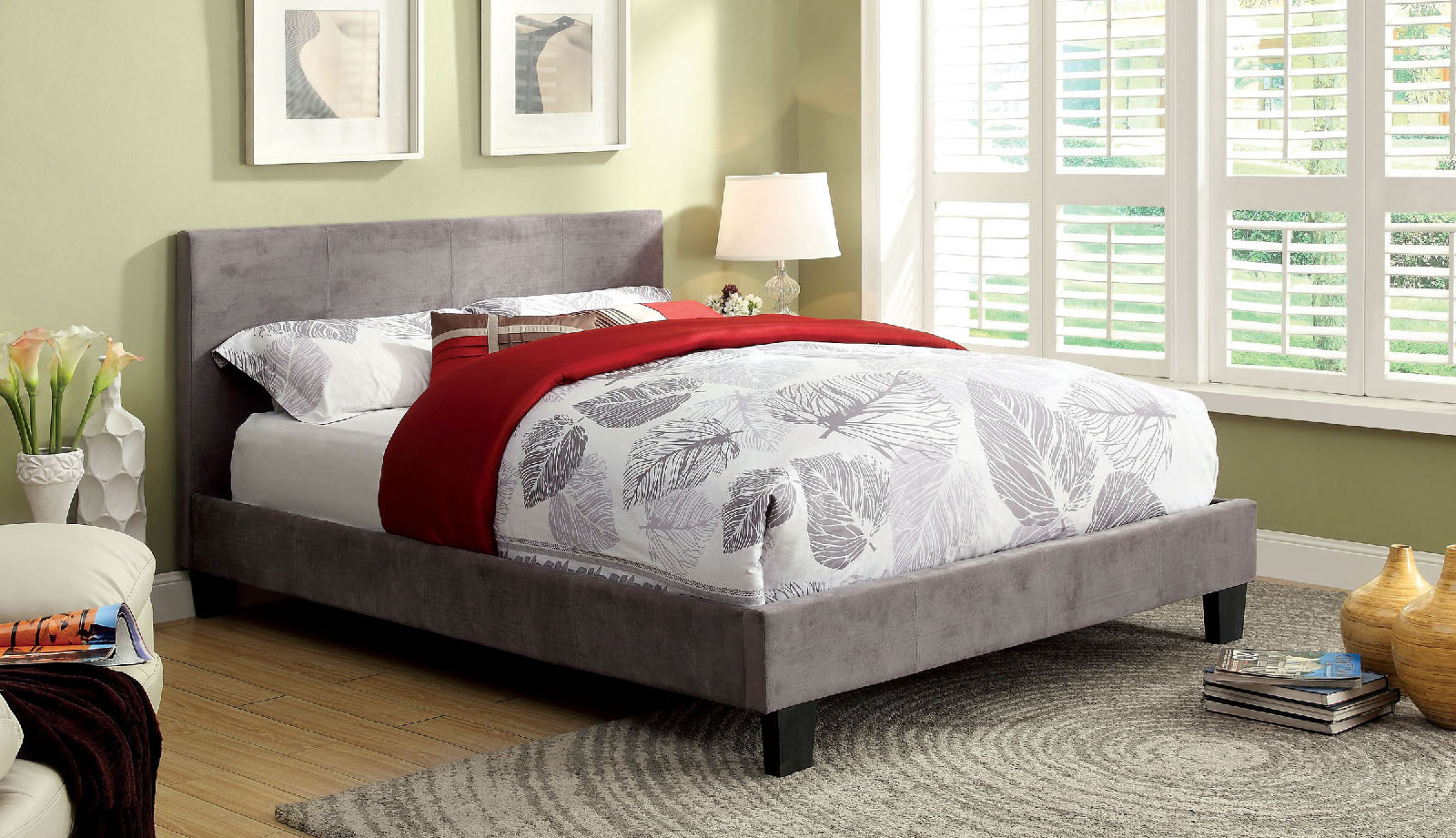 Winn park Gray Fabric Twin Bed - ATL FURNITURE