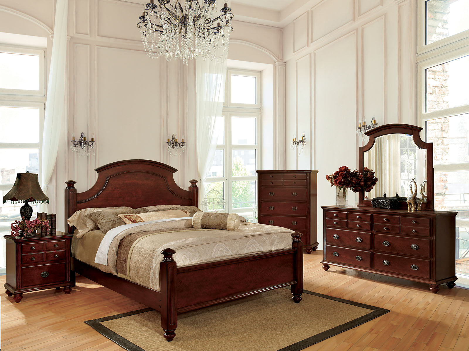 Gabrielle II Cherry 4 Pc. Queen Bedroom Set - ATL FURNITURE