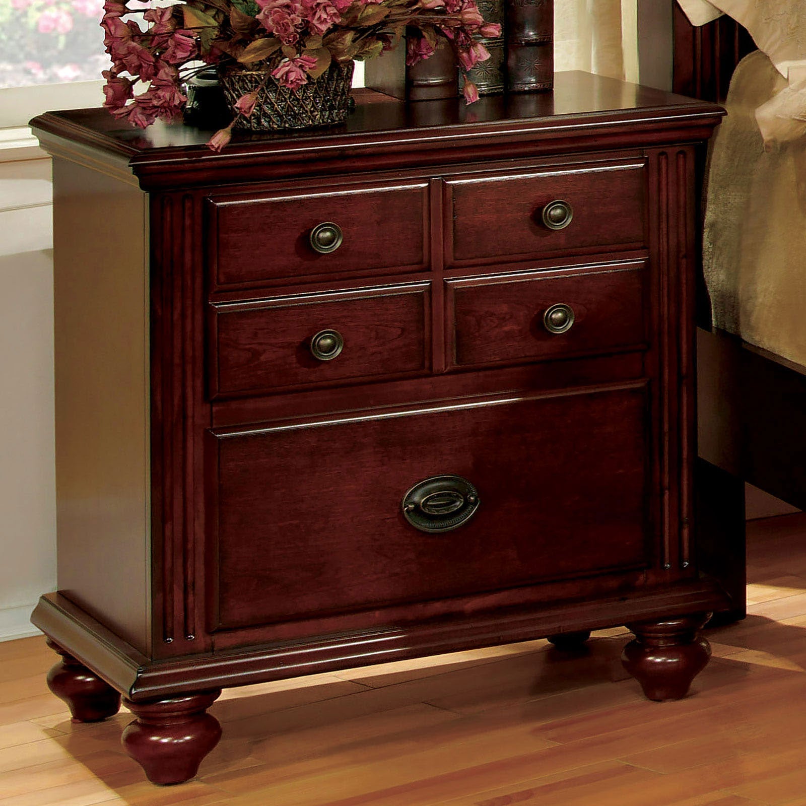 Gabrielle II Cherry Night Stand - ATL FURNITURE