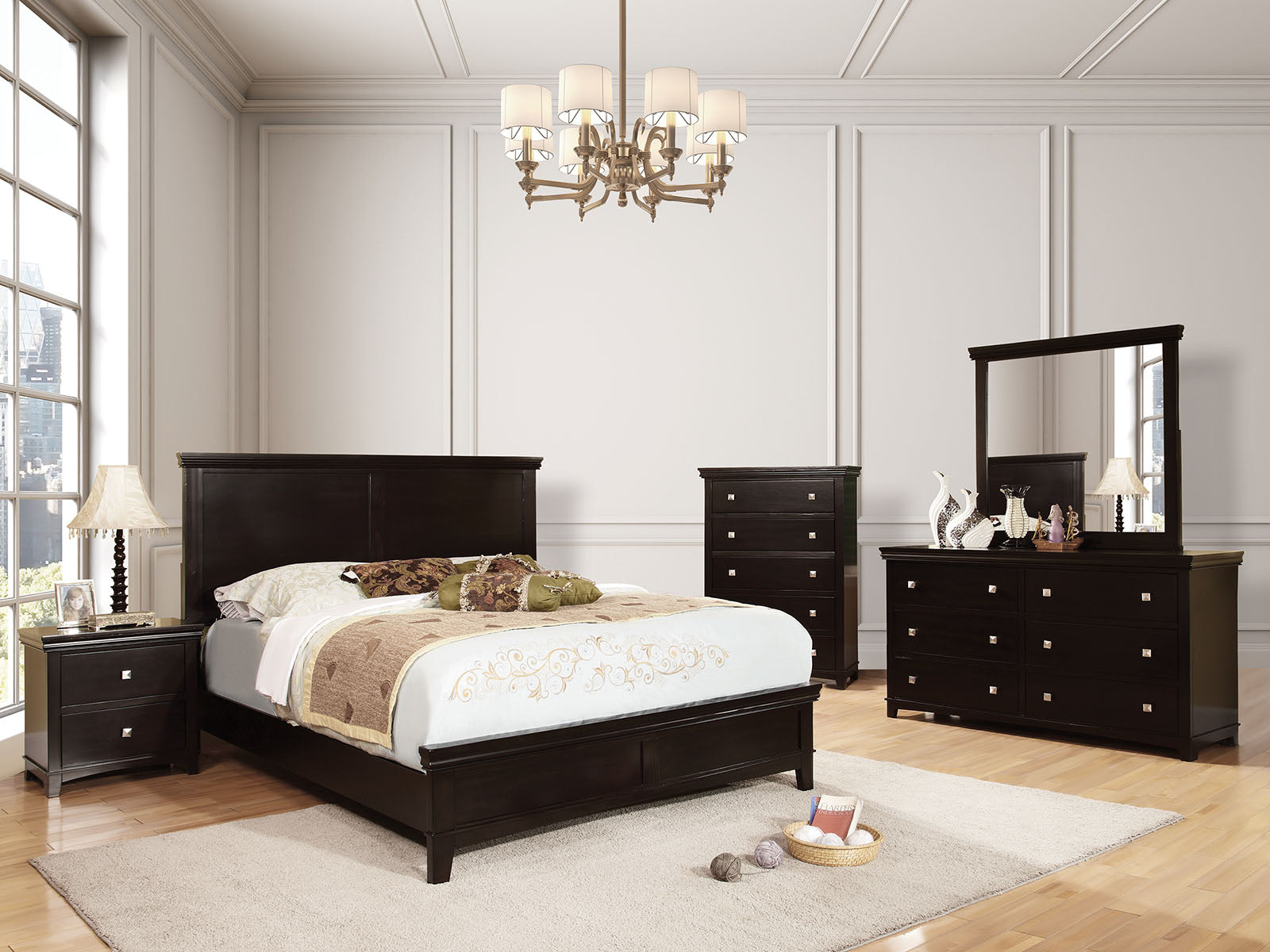 Spruce Espresso 5 Pc. Queen Bedroom Set w/ Chest - ATL FURNITURE