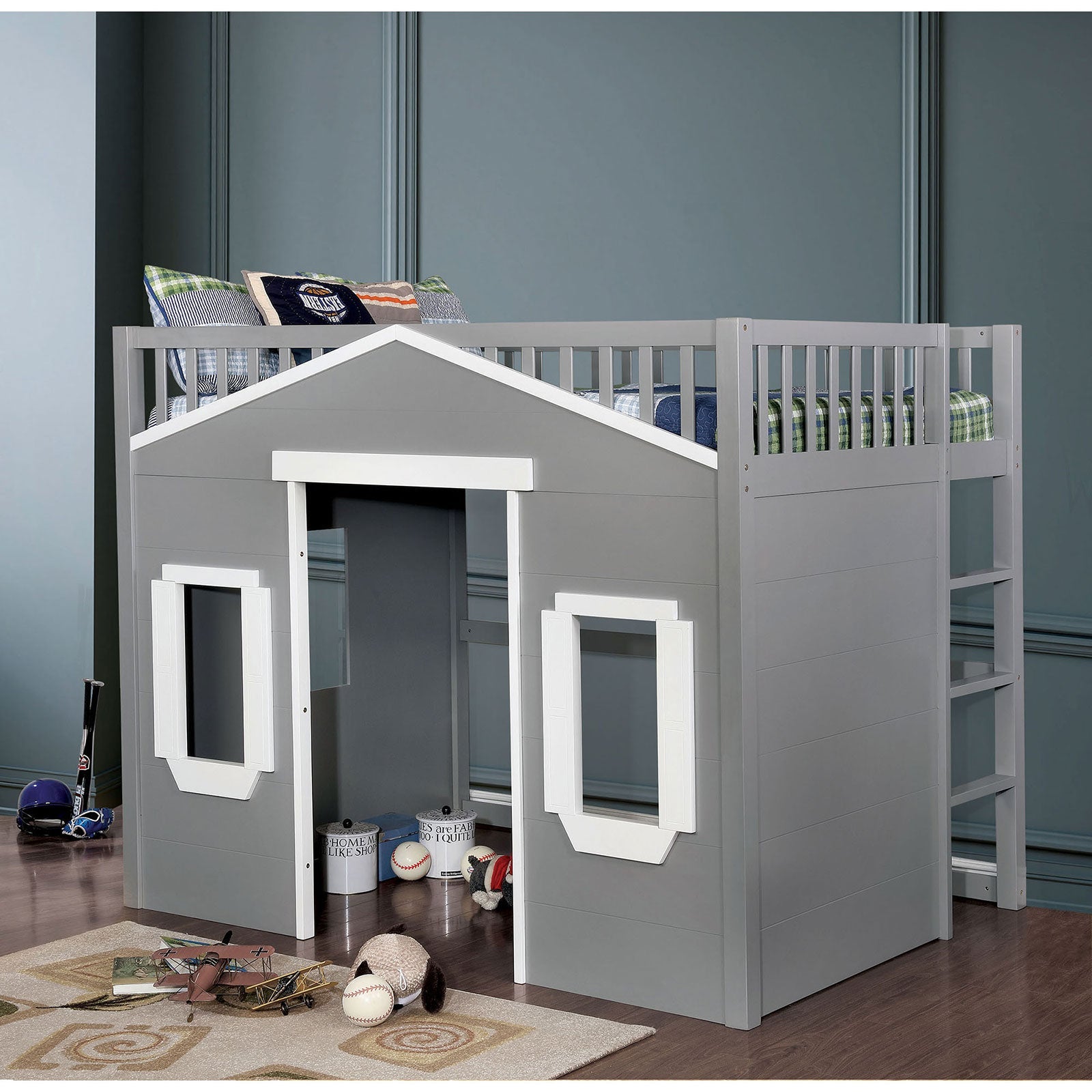Eileen Gray/White Full Loft Bed - ATL FURNITURE