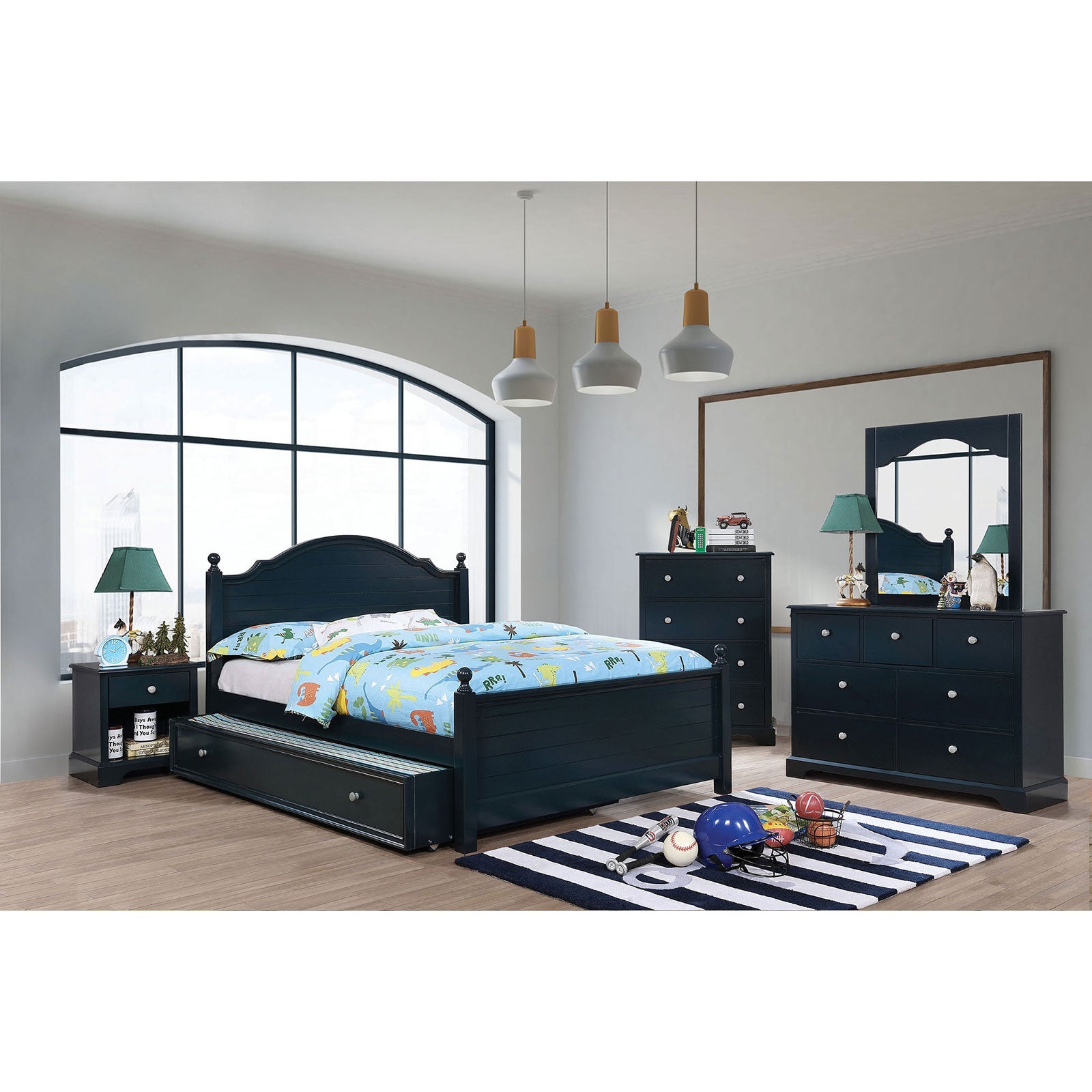 Diane Blue 4 Pc. Full Bedroom Set w/ Trundle - ATL FURNITURE