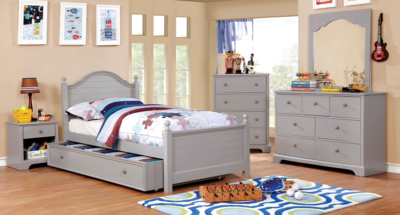 Diane Gray 4 Pc. Full Bedroom Set w/ Trundle - ATL FURNITURE