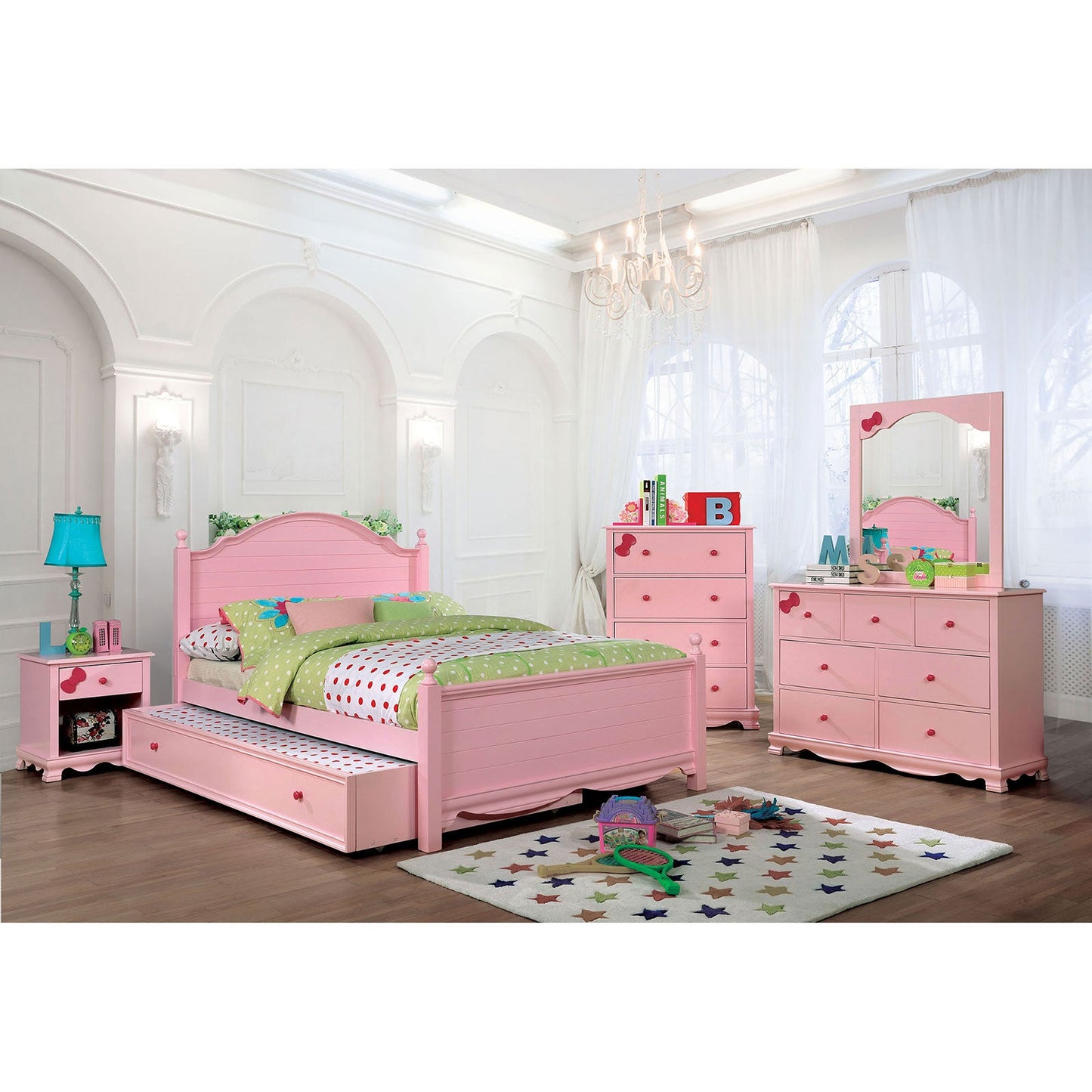 Dani Pink 4 Pc. Twin Bedroom Set w/ Trundle - ATL FURNITURE