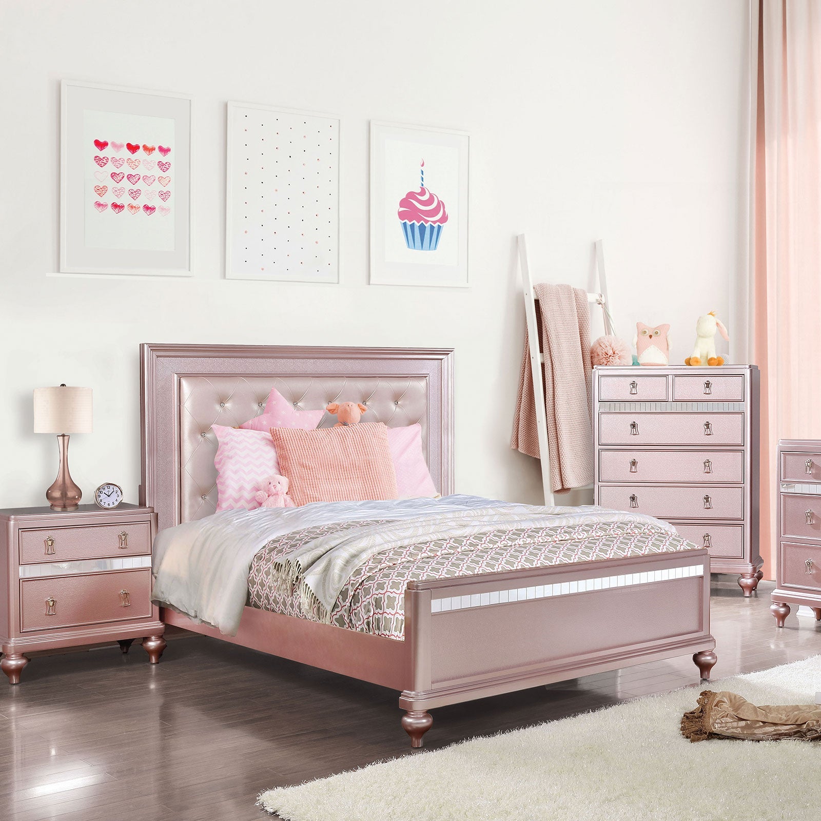 Ariston Rose Pink Queen Bed - ATL FURNITURE