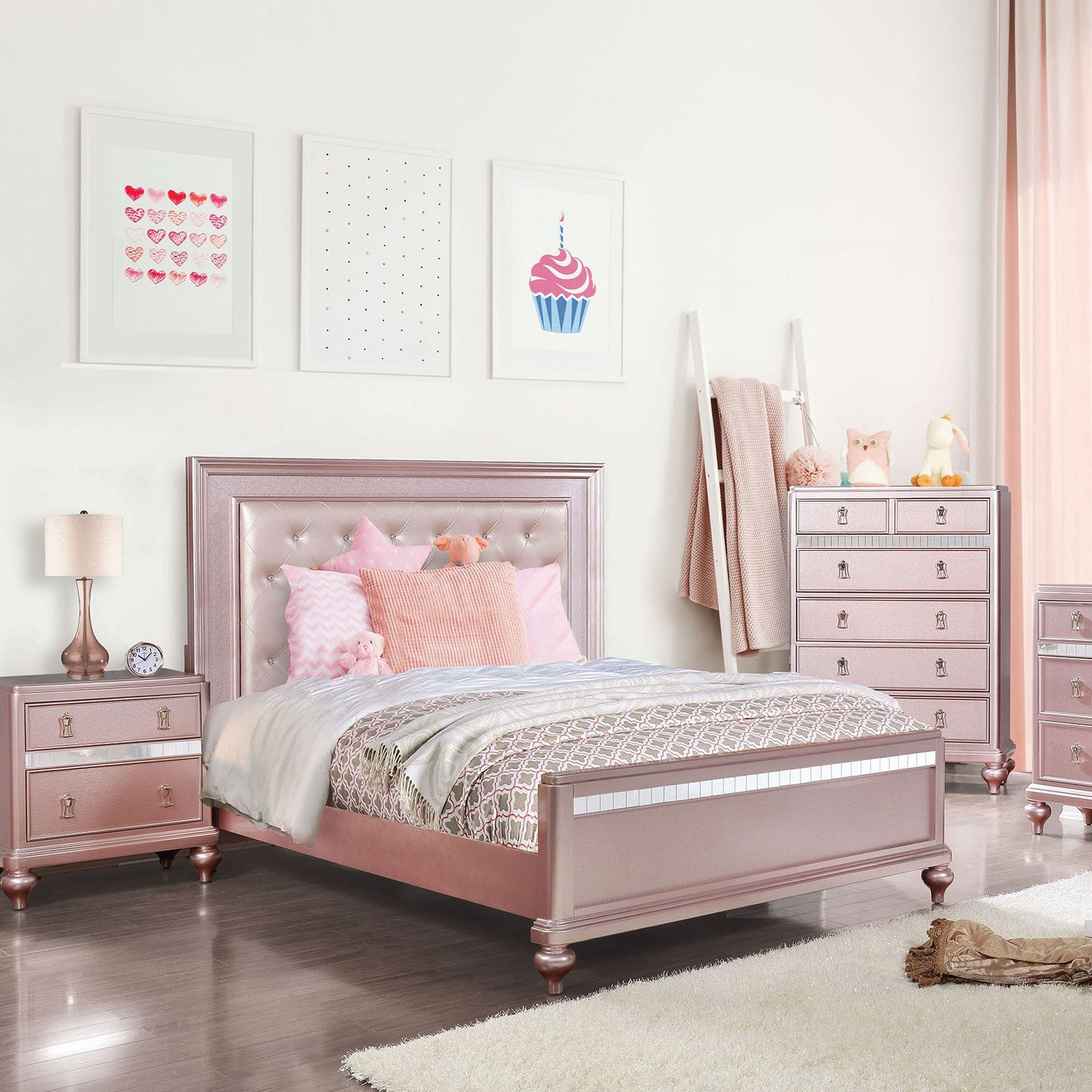 Ariston Rose Pink Full Bed - ATL FURNITURE