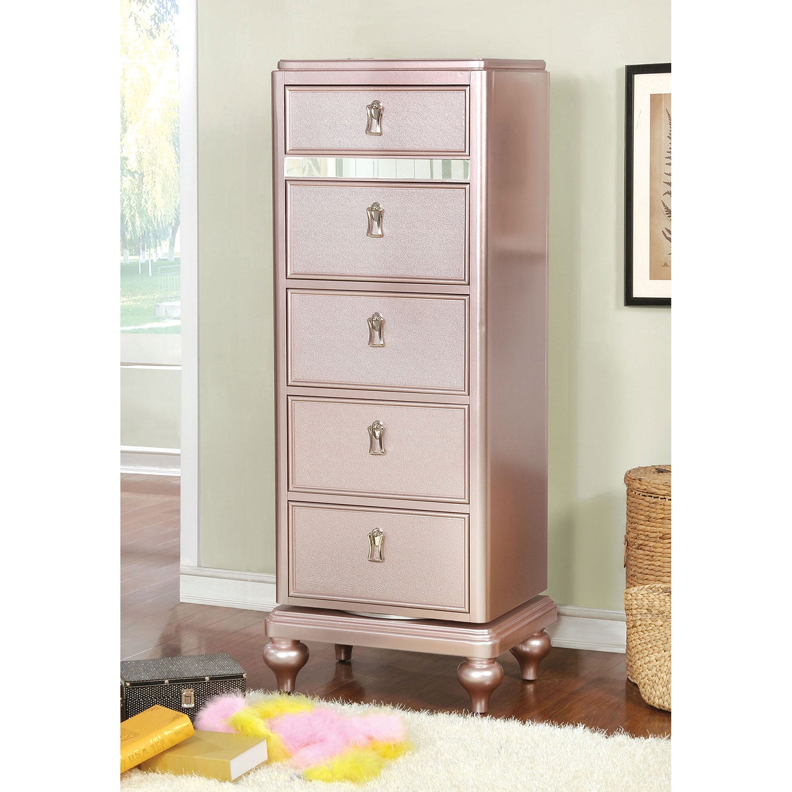 Ariston Rose Gold Swivel Chest - ATL FURNITURE