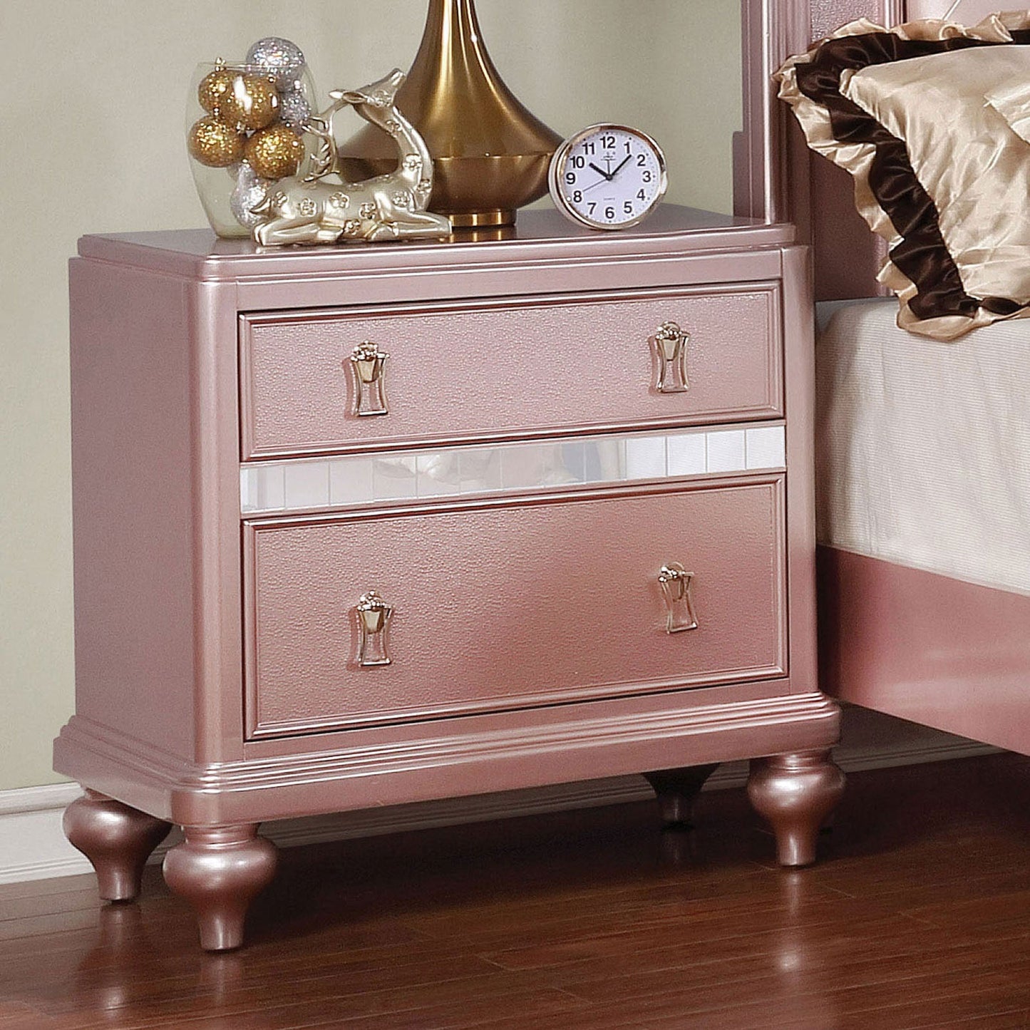 Ariston Rose Gold Night Stand - ATL FURNITURE