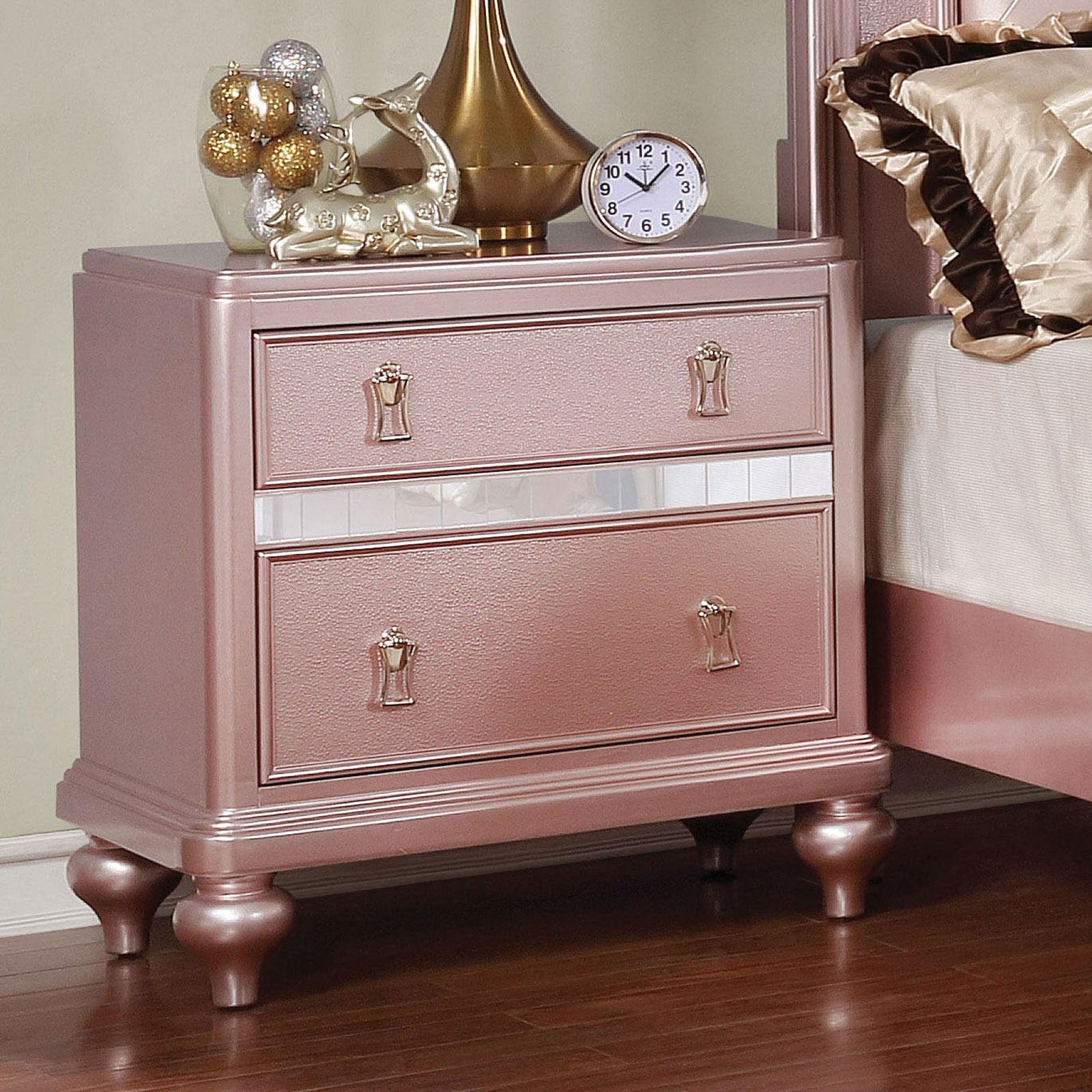 Ariston Rose Gold Night Stand - ATL FURNITURE