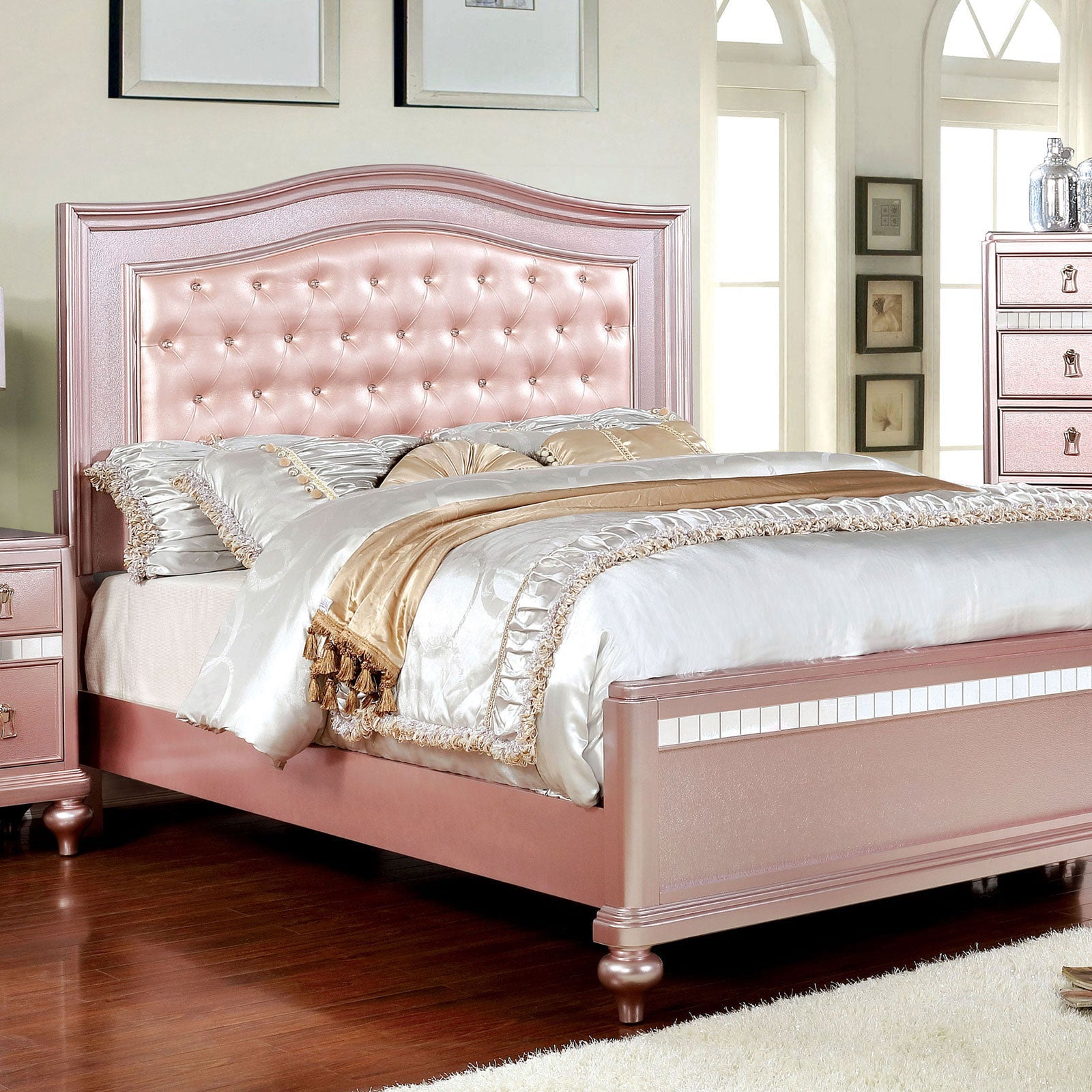 Ariston Rose Gold Queen Bed - ATL FURNITURE