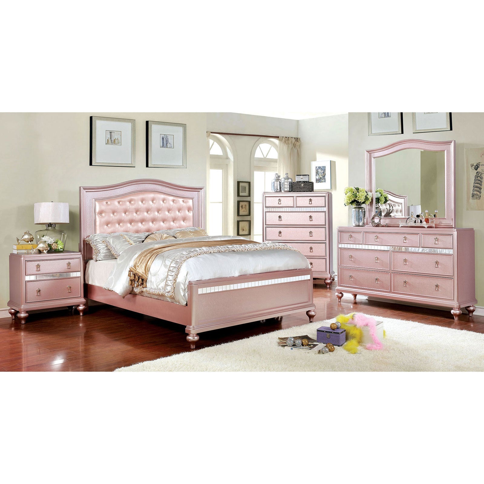 Ariston Rose Gold 4 Pc. Full Bedroom Set - ATL FURNITURE