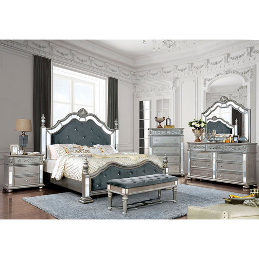 Azha Silver/Gray 5 Pc. Queen Bedroom Set w/ Chest - ATL FURNITURE