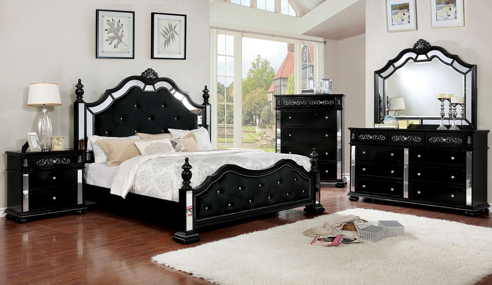 Azha Black 4 Pc. Queen Bedroom Set - ATL FURNITURE