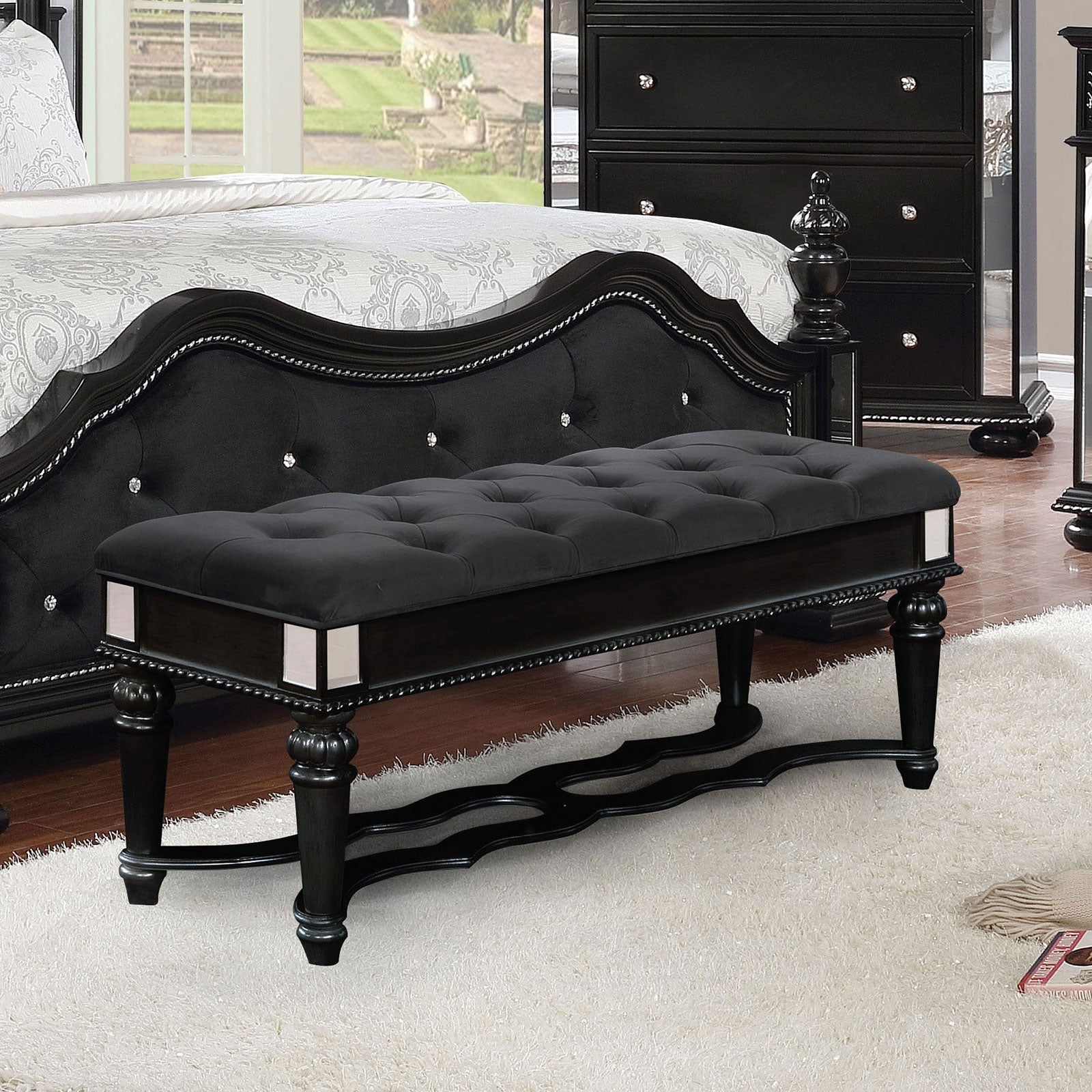 Azha Black Bench - ATL FURNITURE