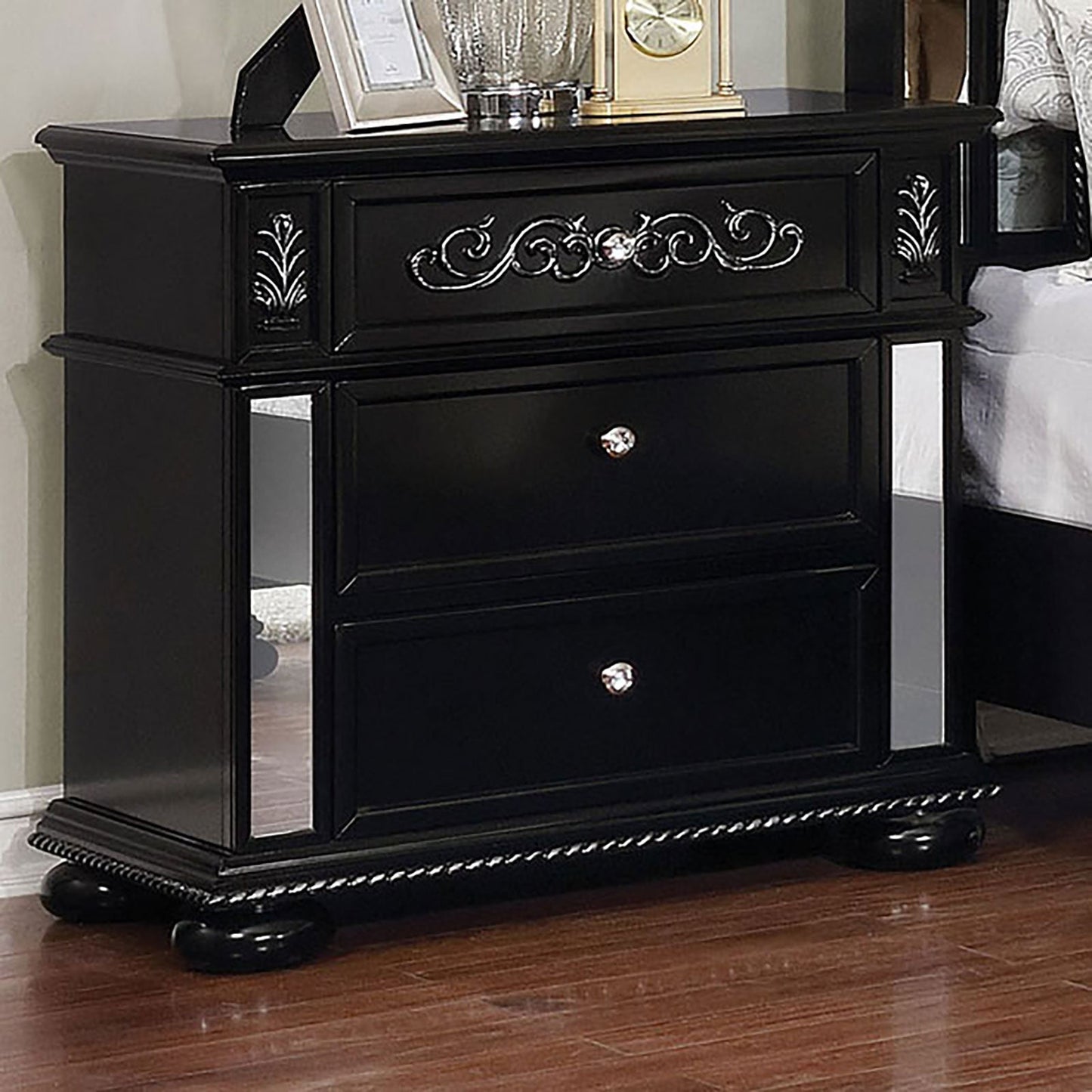 Azha Black Night Stand - ATL FURNITURE