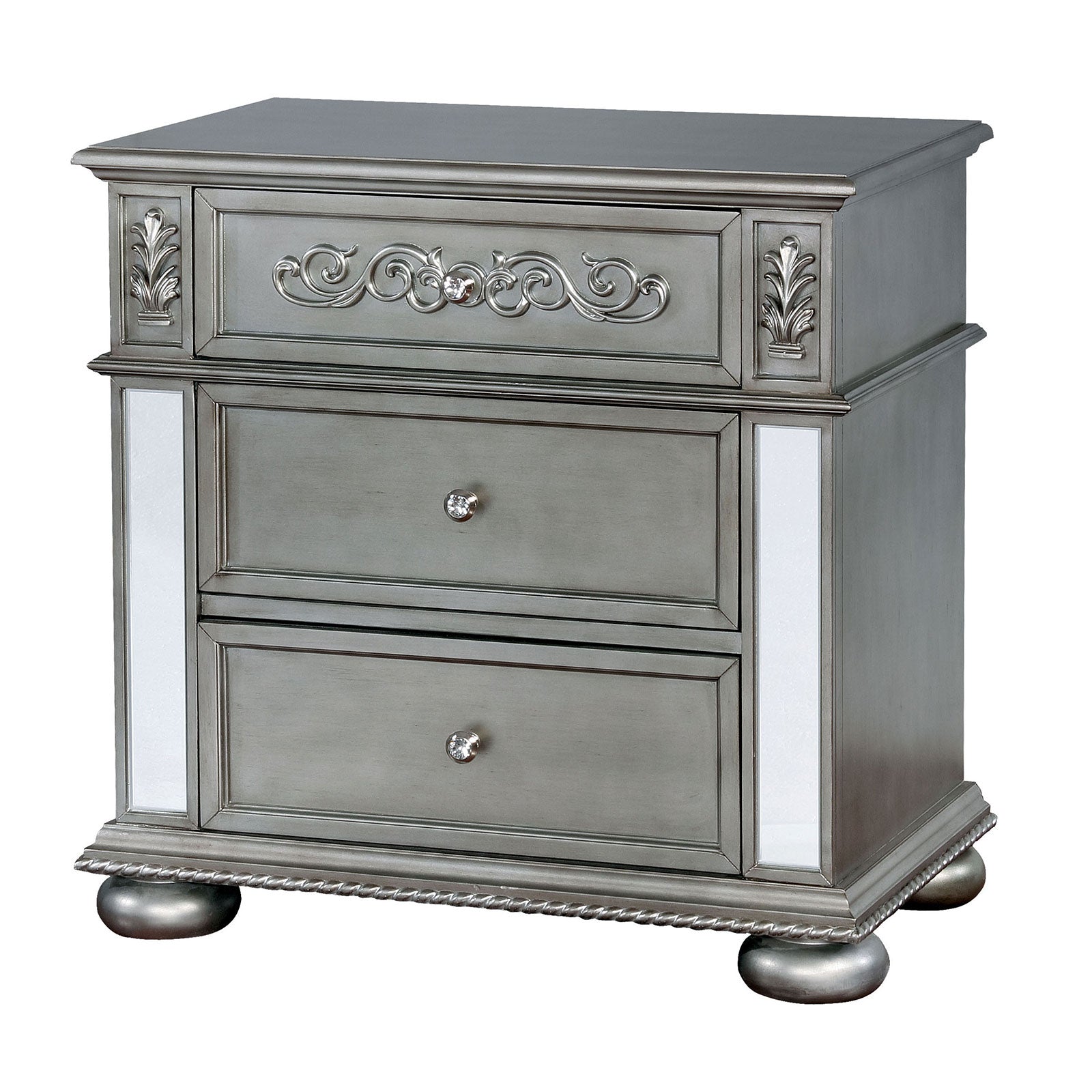 Azha Silver Night Stand - ATL FURNITURE