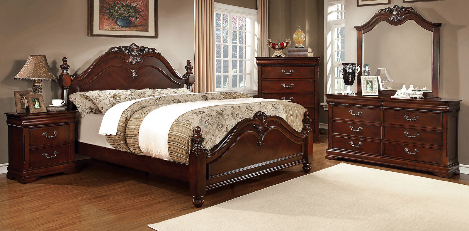 Mandura Cherry Queen Bed - ATL FURNITURE