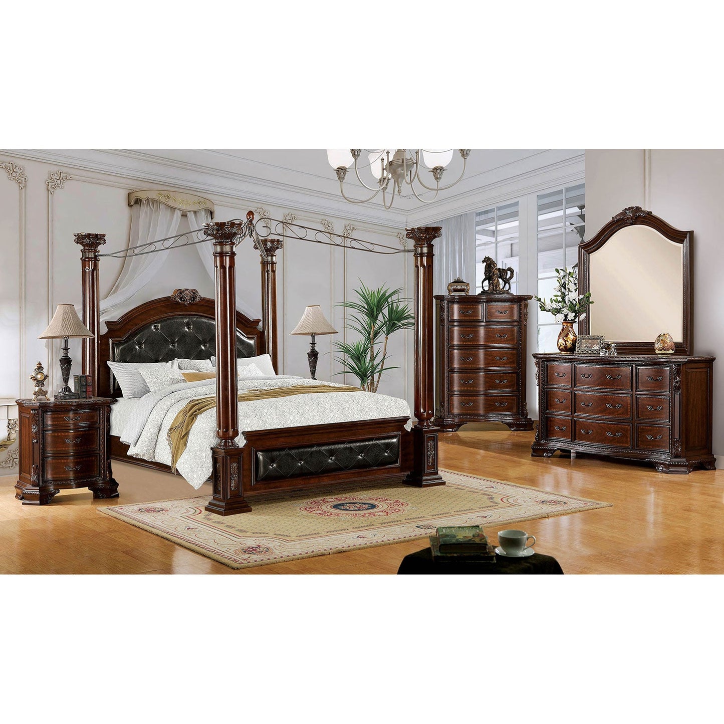 Mandalay Brown Cherry 5 Pc. Queen Bedroom Set w/ 2NS - ATL FURNITURE