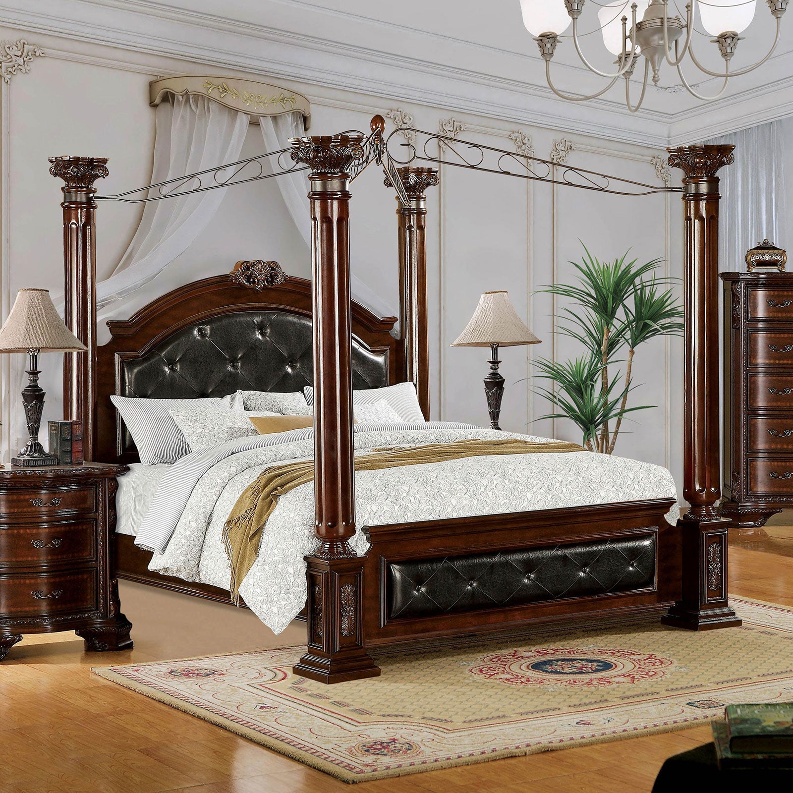 Mandalay Brown Cherry Queen Bed - ATL FURNITURE