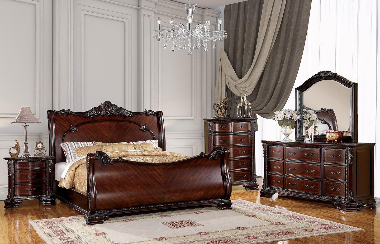 Bellefonte Brown Cherry 4 Pc. Queen Bedroom Set - ATL FURNITURE