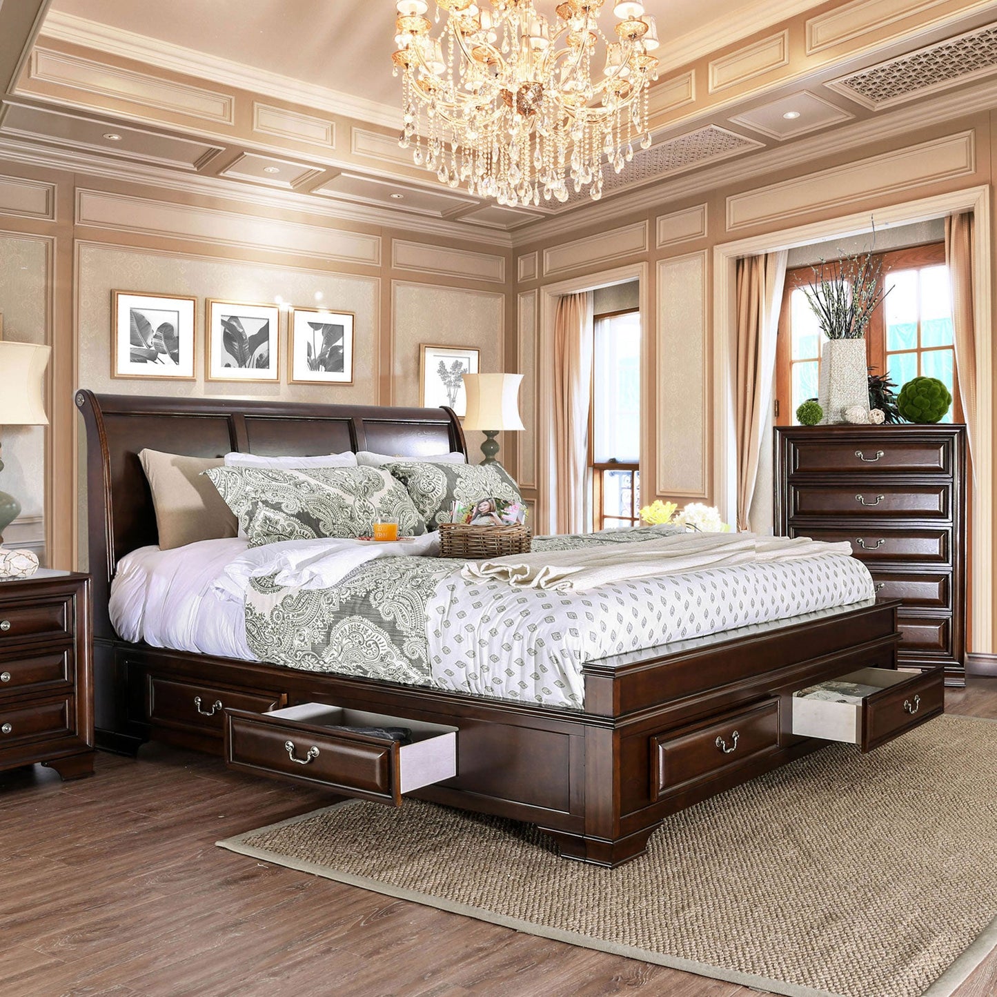 Brandt Brown Cherry Queen Bed - ATL FURNITURE