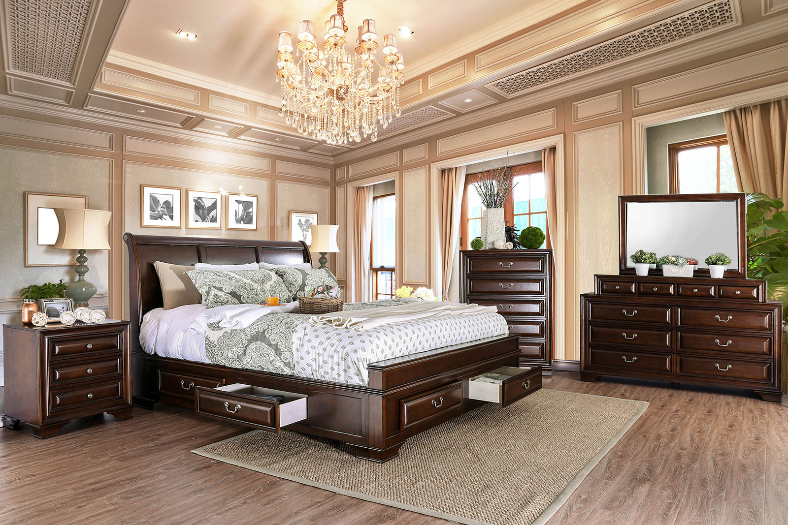 Brandt Brown Cherry 4 Pc. Queen Bedroom Set - ATL FURNITURE