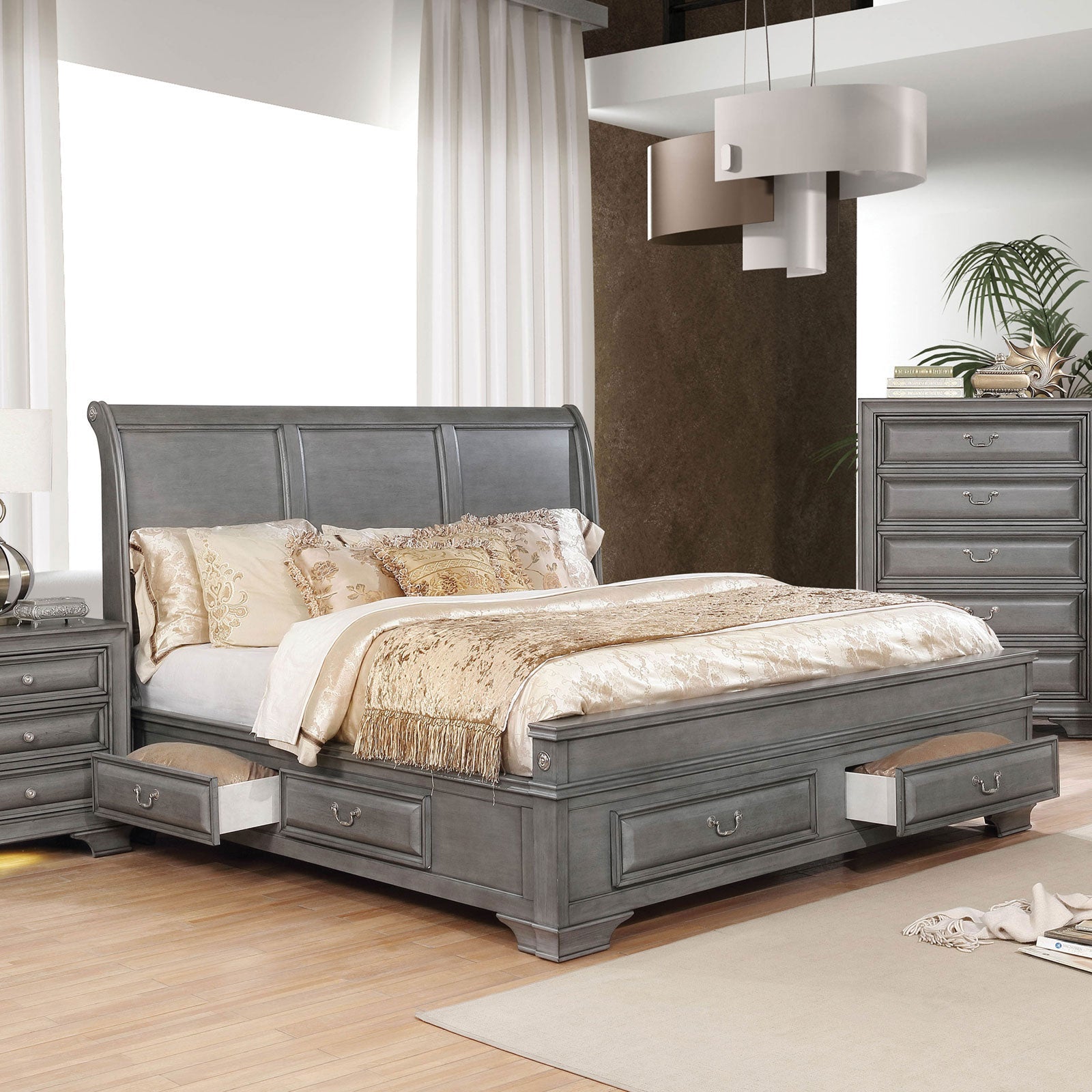 Brandt Gray Queen Bed - ATL FURNITURE