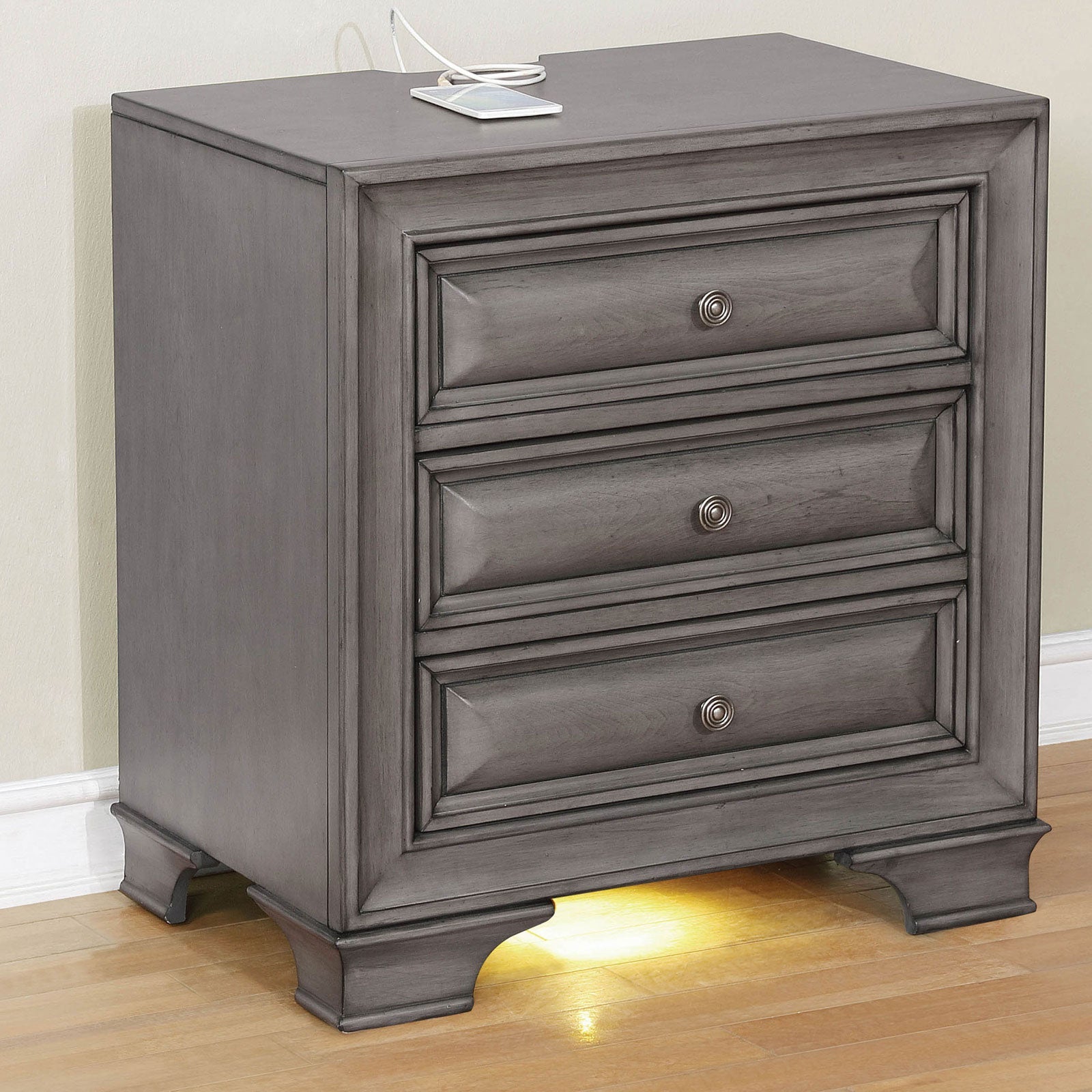 Brandt Gray Night Stand - ATL FURNITURE