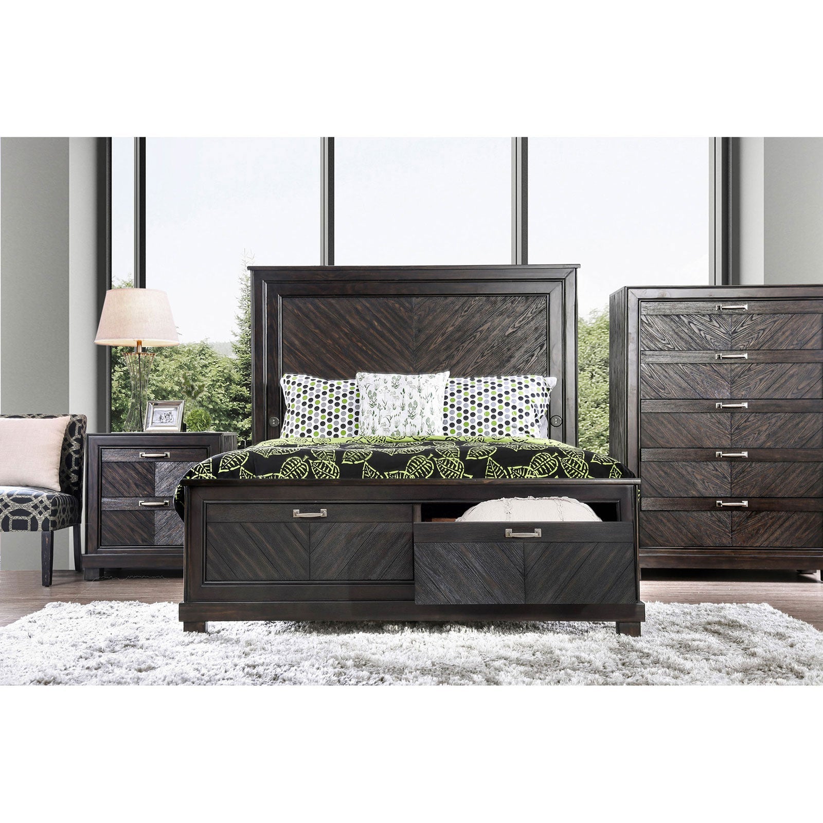 Argyros Espresso 5 Pc. Queen Bedroom Set w/ Chest - ATL FURNITURE