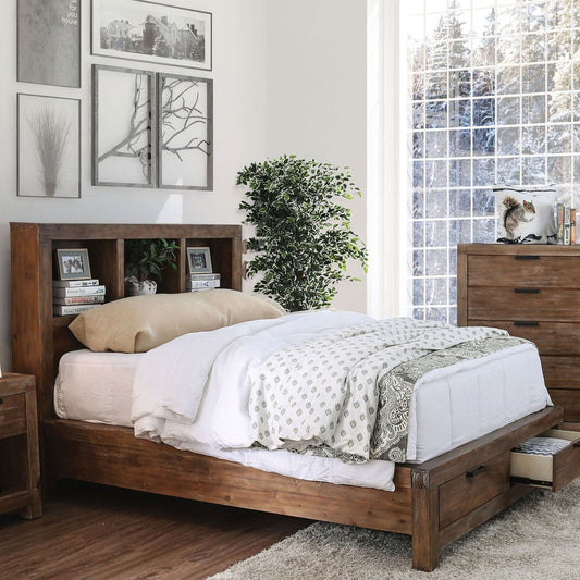 Mcallen Weathered Light Oak E.King Bed - ATL FURNITURE