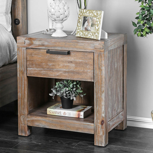 Wynton Weathered Light Oak Night Stand - ATL FURNITURE